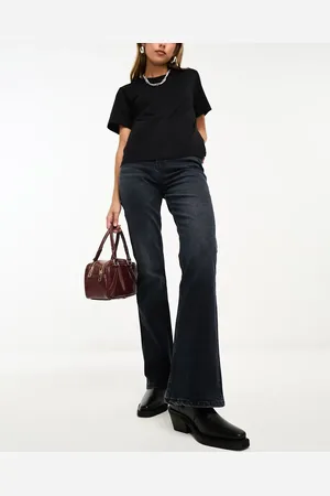 ASOS Mid rise flare jean in black