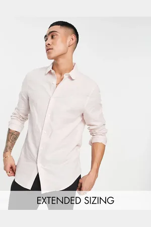 ASOS Wedding smart linen regular fit shirt with penny collar in