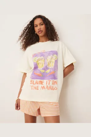 ASOS Oversized t-shirt with spicy margarita graphic in buttermilk
