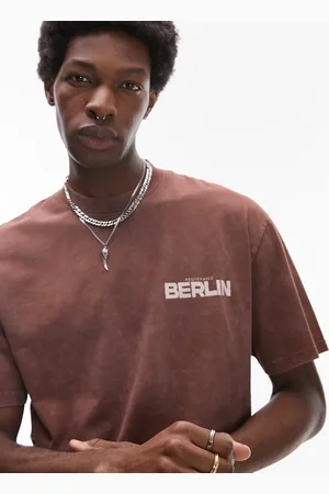 Topman Oversized fit t-shirt with distressed Berlin print in washed