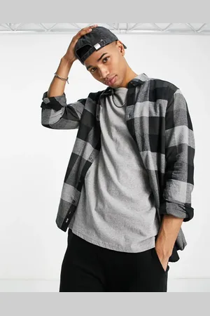 Only & Sons Long sleeve check shirt in dark