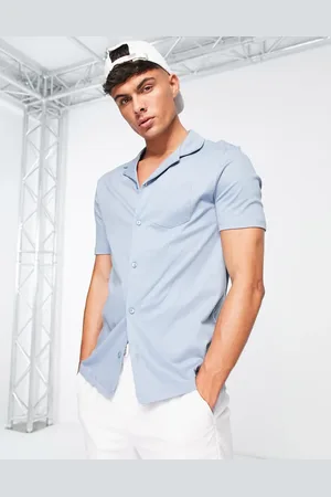 River Island Smart short sleeve button through shirt in light