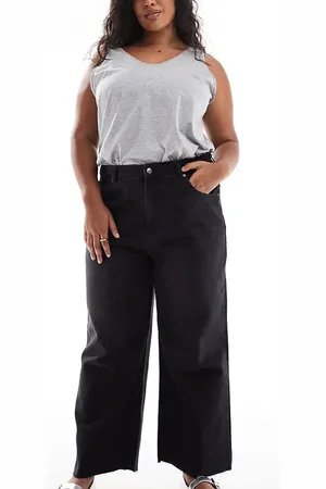 ASOS ASOS DESIGN Curve cropped wide leg jean in washed