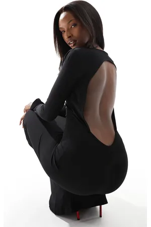 ASOS Open back maxi dress with flute sleeve in