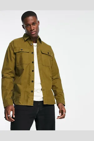 SELECTED Loose fit brushed overshirt in khaki