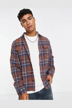 New Look Check overshirt in burnt