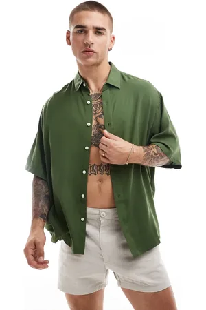 ASOS Oversized viscose shirt in dark