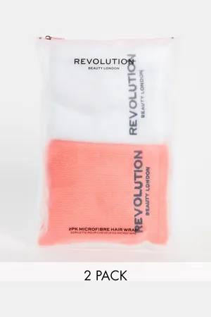 Revolution 2pk Microfibre Hair Towel Wrap White/Coral