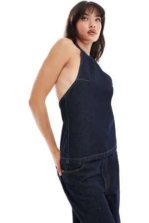 ASOS Denim open back top in mid
