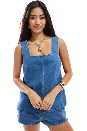 ASOS Denim long tank top in mid