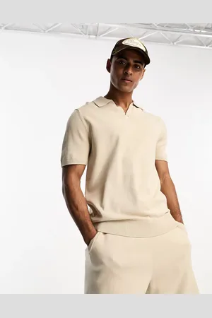 SELECTED Knitted polo co-ord in beige