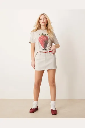 Abercrombie & Fitch Denim mini skirt in light grey