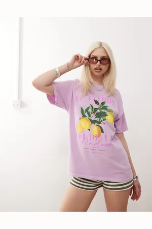 Reclaimed Cotton oversized t-shirt with lemon print in washed