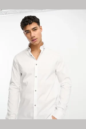 River Island Slim long sleeve smart work shirt in