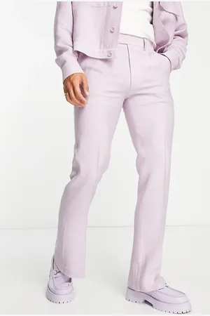 ASOS Smart co-ord skinny flare trousers in lilac crinkle