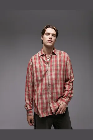 Topman Long sleeve relaxed fit woven check shirt