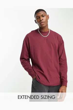 ASOS Essential oversized long sleeve t-shirt in burgundy