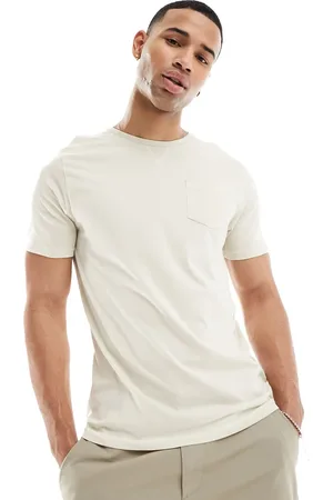Brave Soul Crew neck pocket t-shirt in light stone