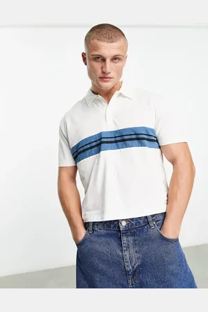 ASOS Cropped relaxed polo shirt with chest stripes in