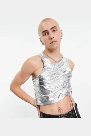 COLLUSION Ruched detail vest in metallic