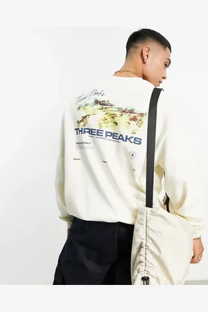 ASOS Oversized sweatshirt in beige with outdoors photographic back print