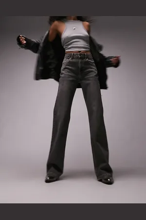 Topshop Mid rise relaxed flare jeans in dark