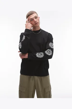 Topman Oversized fit long sleeve t-shirt with sun sleeve print in