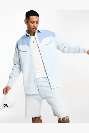 ASOS 90s oversized western style denim shirt in light washed