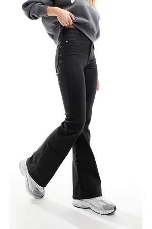 River Island High rise coated flare jeans in