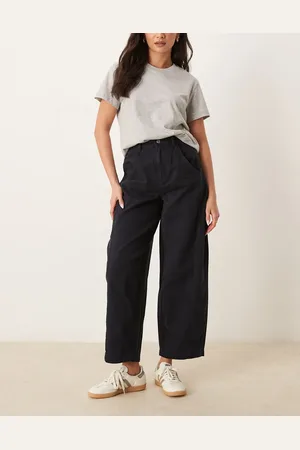 ASOS Cropped barrel leg jean with button fly in