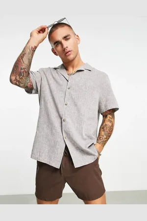 ASOS Relaxed laundered linen shirt in