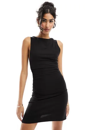 ASOS Boat neck mini dress with ruched sides in