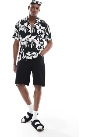 JACK & JONES Floral shirt with revere collar in
