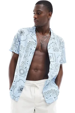 Another Influence Beach shirt co ord in pale paisley
