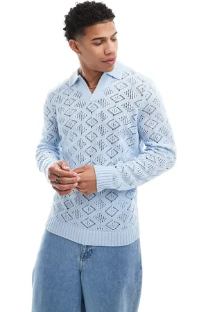 ASOS Knitted jumper with notch neck in with texture