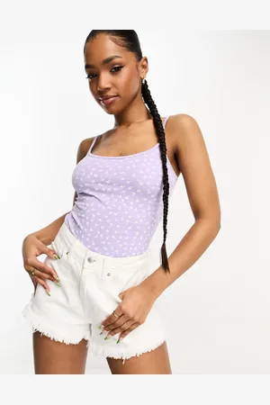 Monki Strappy vest top in lilac ditsy print
