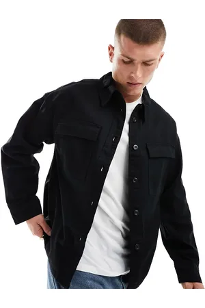 ADPT. Oversized boxy fit twill overshirt in