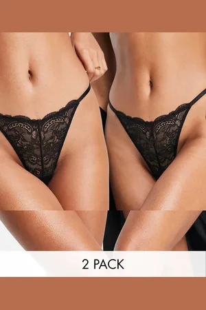 ASOS 2 pack v-front lace ring back thong in