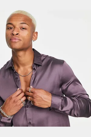 ASOS Regular satin shirt in mink
