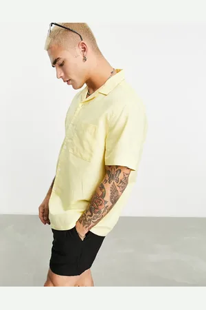 ASOS Relaxed revere linen mix shirt with pockets in