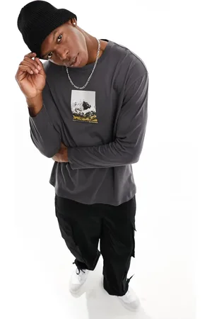 ASOS Relaxed long sleeve t-shirt in with front outdoors print