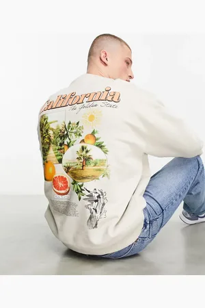 ASOS Oversized sweatshirt in beige with photographic California back and front print