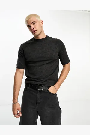 Brave Soul Short sleeve knitted t-shirt in charcoal