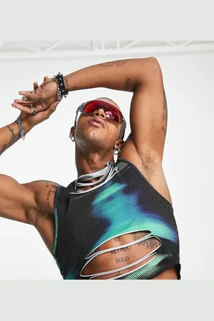 COLLUSION Shredded vest with graphic print