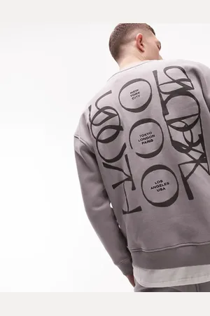 Topman Oversized sweatshirt with Tokyo Paris London with front and back print in