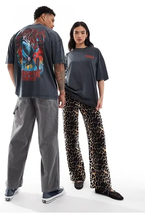 ASOS Unisex oversized license t-shirt with Stranger Things graphic prints in washed