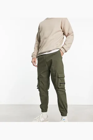 Bershka Pocket cargo jogger in khaki exclusive to asos