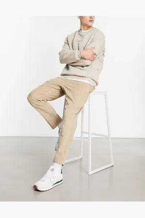SELECTED Relaxed cropped cord trouser in chinchilla