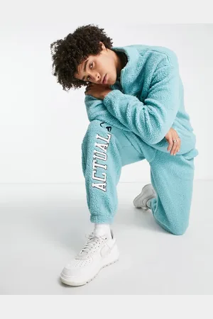 ASOS ASOS Actual co-ord relaxed joggers in borg with logo embroidery in light