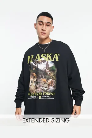 ASOS Extreme oversized sweatshirt with vintage outdoors print in charcoal